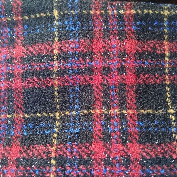 Vintage 90's Jones N.Y. Plaid Double-Breasted Pea Blazer Coat Cropped Wool - Picture 11 of 14